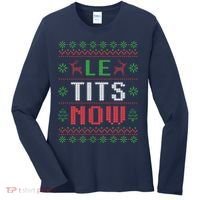 Funny Le Tits Now Funny Christmas Humor Women's Long Sleeve Shirt thumb 0