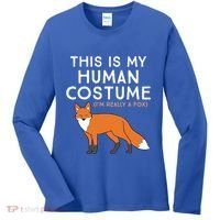 Fox Lover This Is My Hu Costume IM Really A Fox Gift Women's Long Sleeve Shirt thumb 0