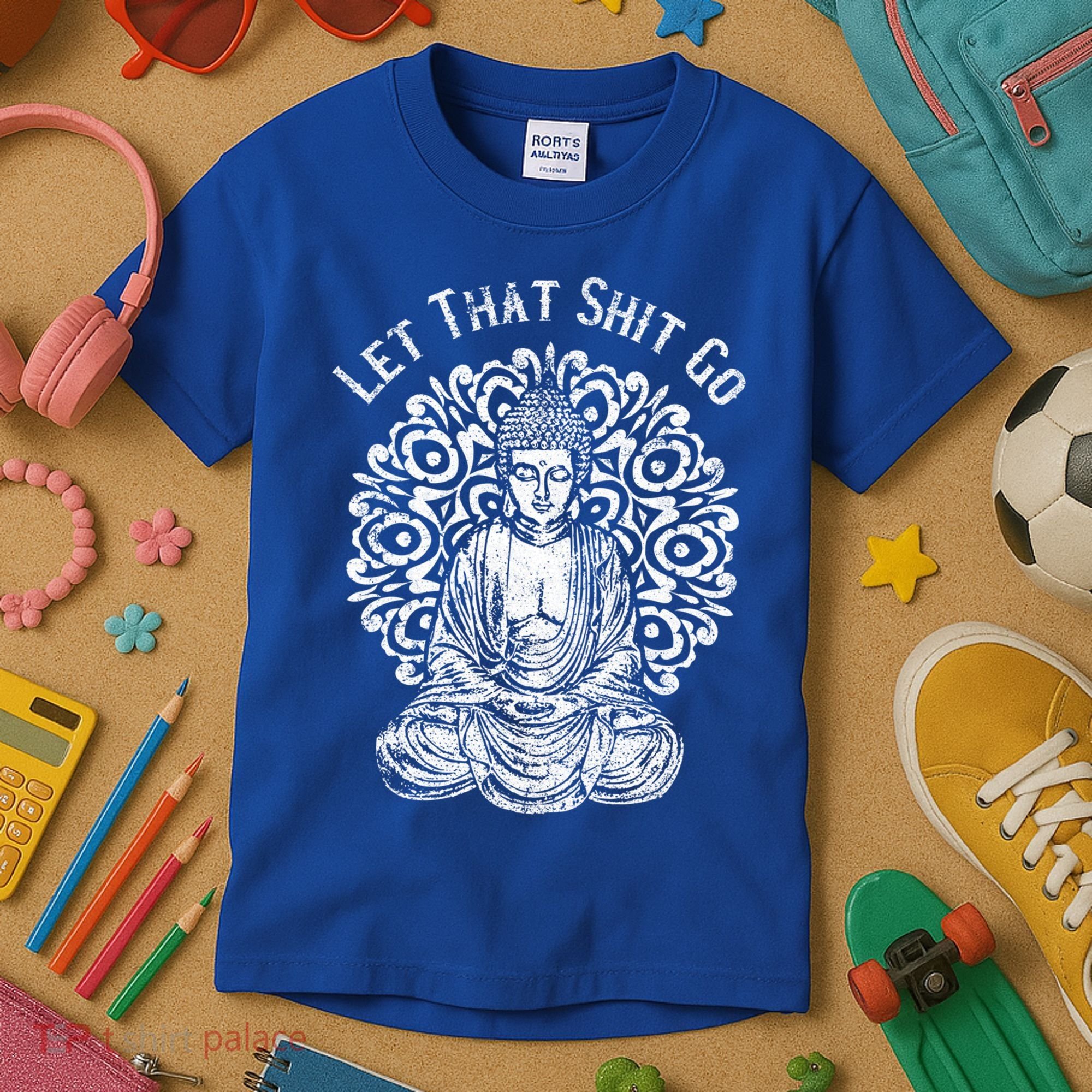 Funny Let That Shit Go Buddha Gift Kids T-Shirt