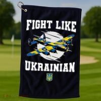 Fight Like Ukrainian I Stand With Ukraine Support Golf Towel thumb 1