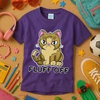 Fluff Off Funny Cat Kids T-Shirt thumb 3