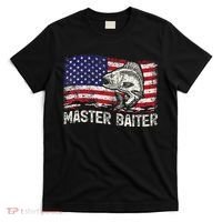 Fishing Lover Vintage American Flag Master Baiter T-Shirt thumb 0