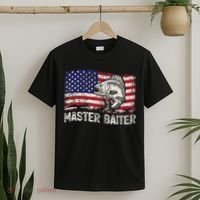 Fishing Lover Vintage American Flag Master Baiter T-Shirt thumb 2
