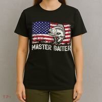 Fishing Lover Vintage American Flag Master Baiter T-Shirt thumb 4