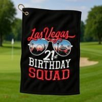 funny Las Vegas 21st Birthday Squad Golf Towel thumb 1