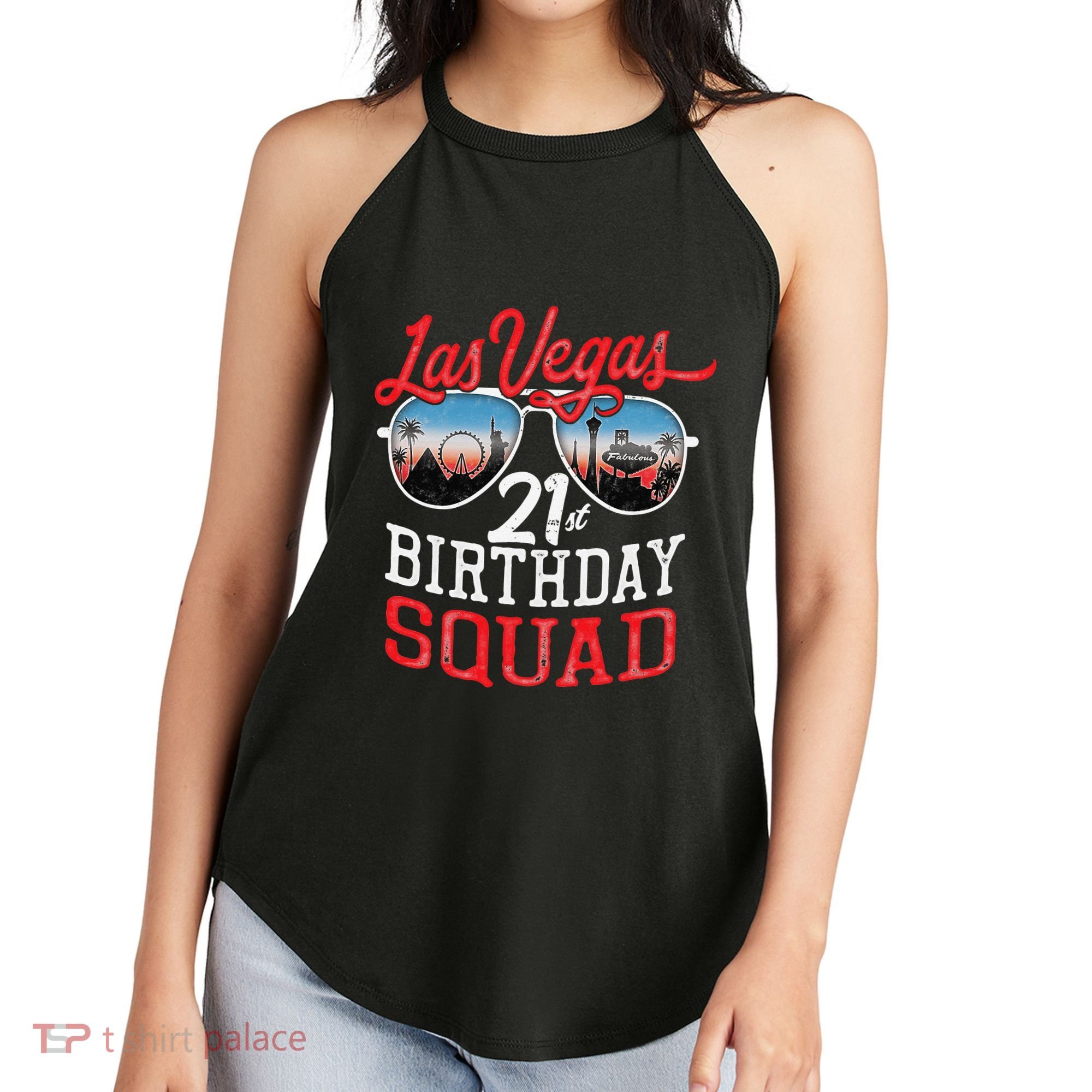 funny Las Vegas 21st Birthday Squad Women's Perfect Tri Rocker Tank