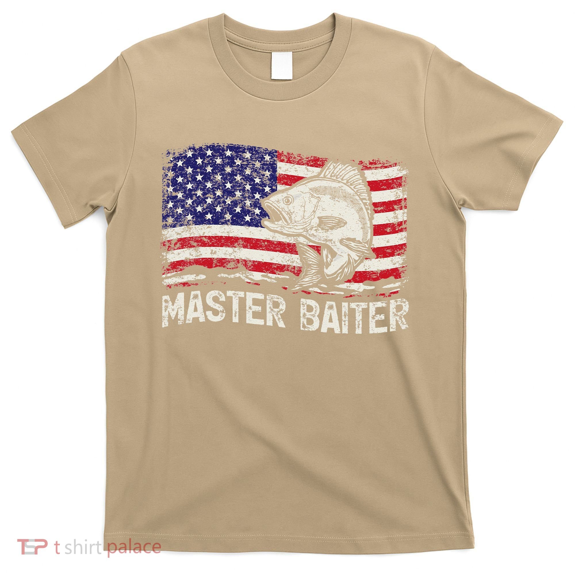 Fishing Lover Vintage American Flag Master Baiter T-Shirt
