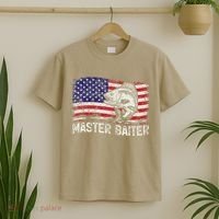 Fishing Lover Vintage American Flag Master Baiter T-Shirt thumb 2