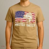Fishing Lover Vintage American Flag Master Baiter T-Shirt thumb 3