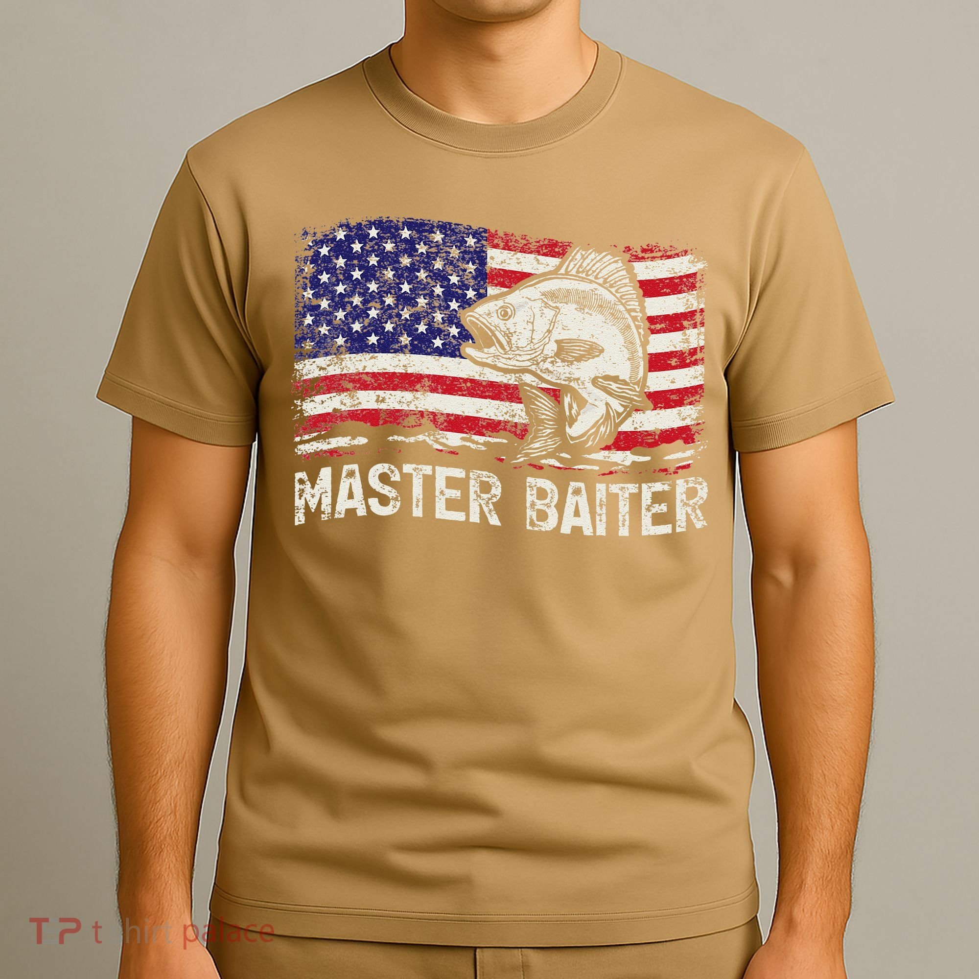 Fishing Lover Vintage American Flag Master Baiter T-Shirt