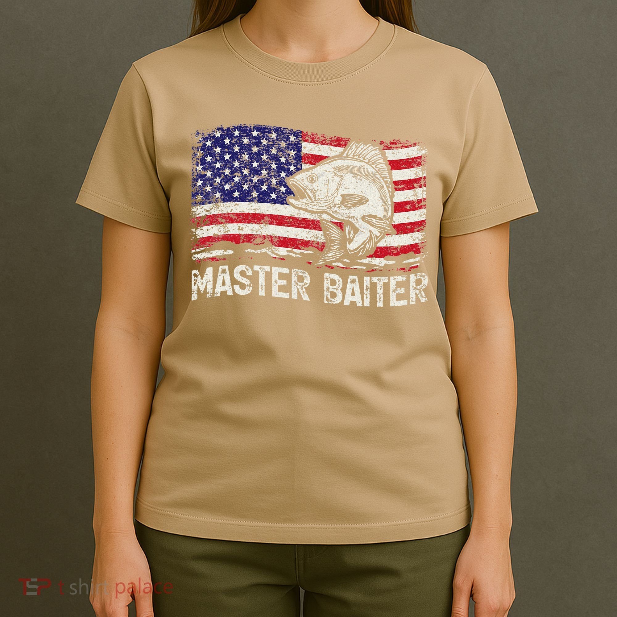 Fishing Lover Vintage American Flag Master Baiter T-Shirt