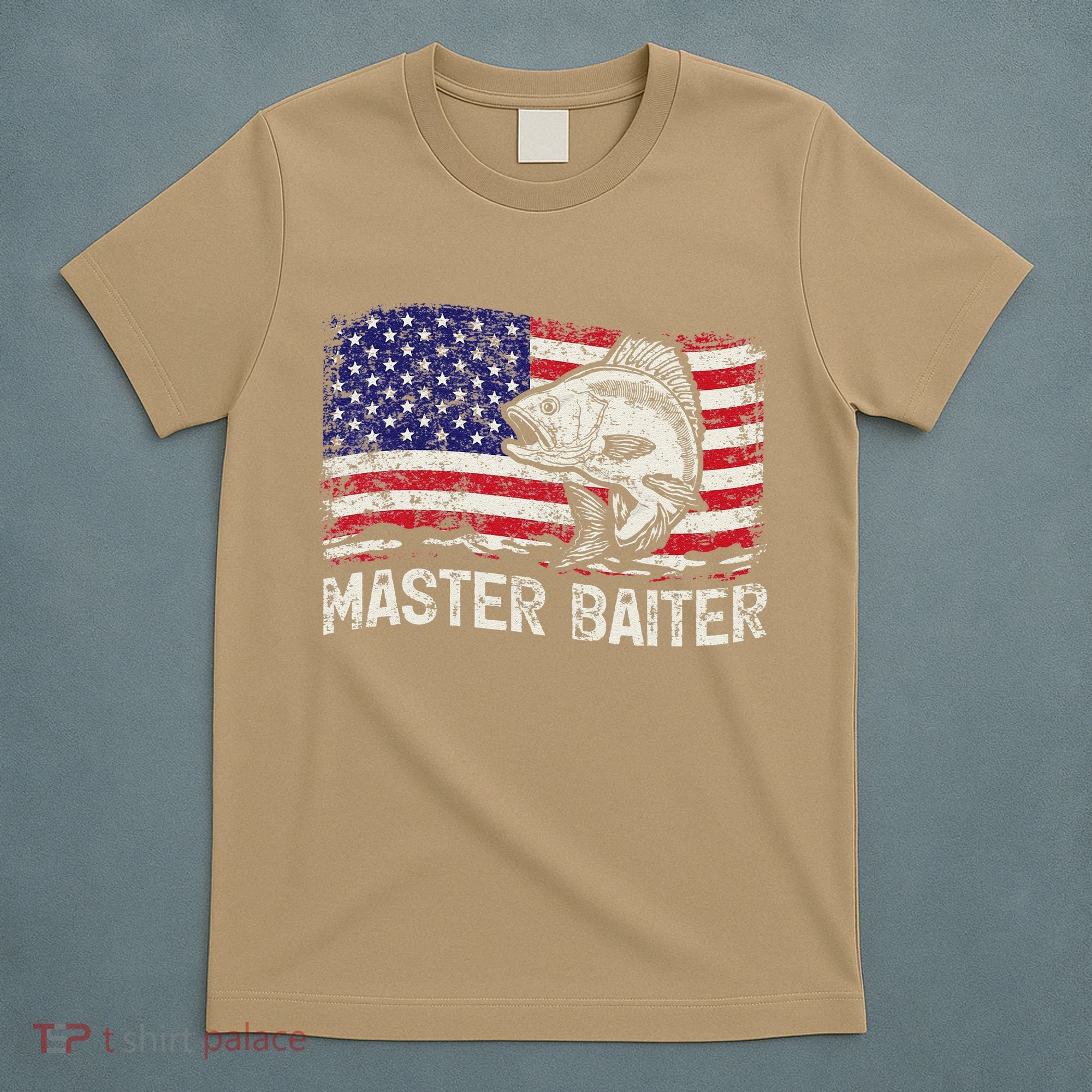 Fishing Lover Vintage American Flag Master Baiter T-Shirt