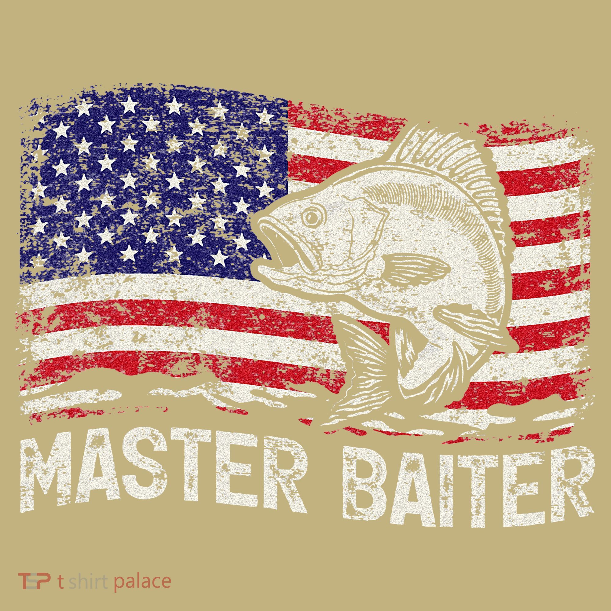 Fishing Lover Vintage American Flag Master Baiter T-Shirt