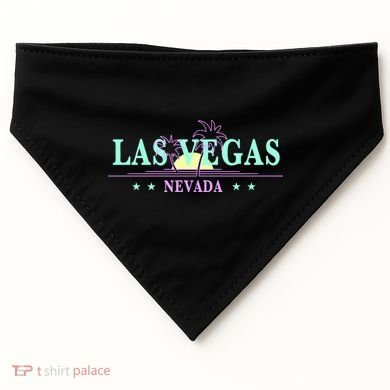 Funny Las Vegas Retro Sunset Palm Trees 1 USA-Made Doggie Bandana