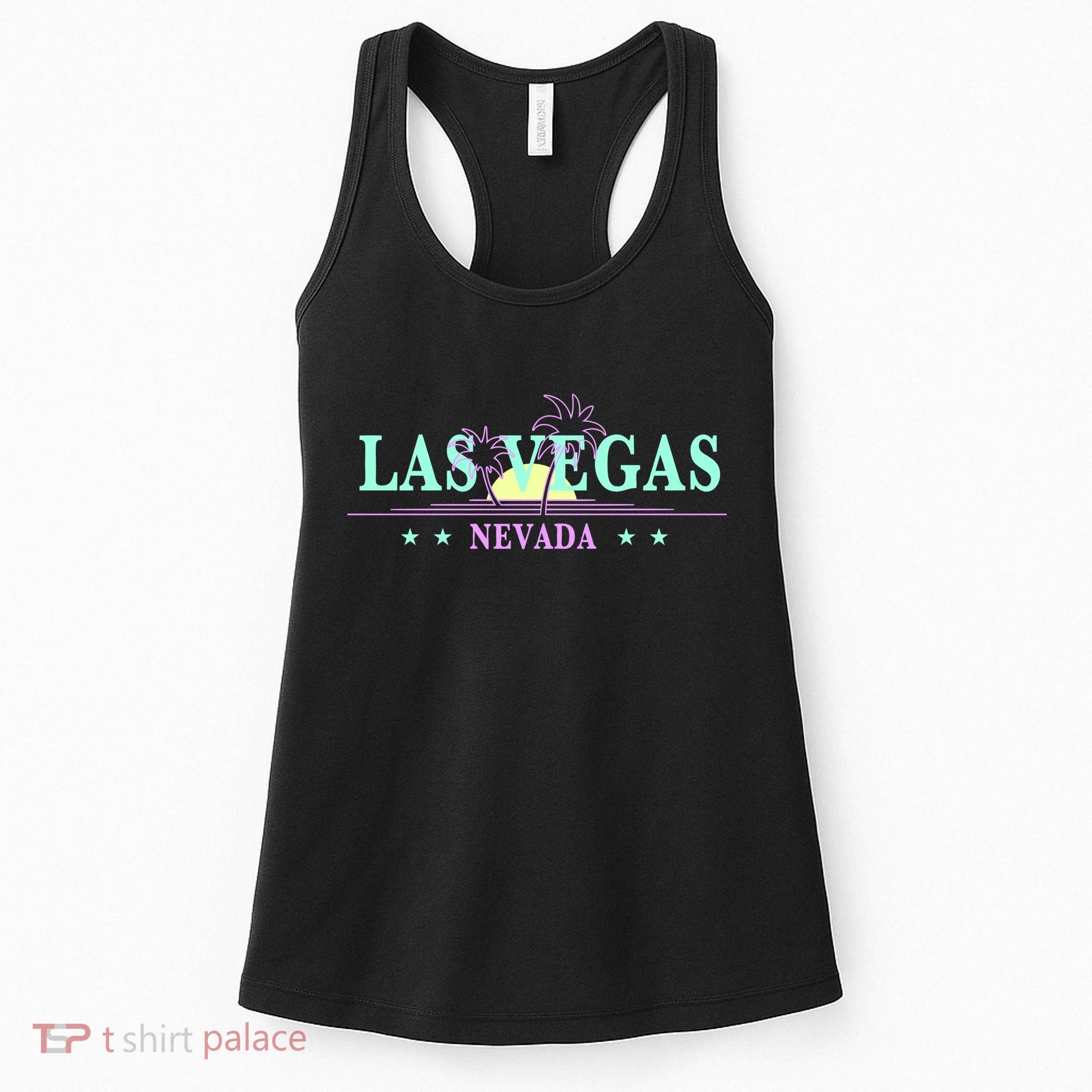 Funny Las Vegas Retro Sunset Palm Trees 1 Women's Tank Top
