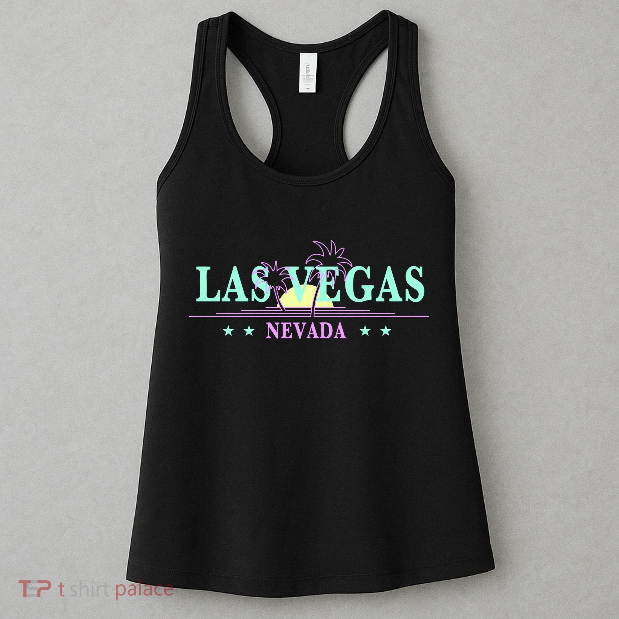 Funny Las Vegas Retro Sunset Palm Trees 1 Women's Tank Top