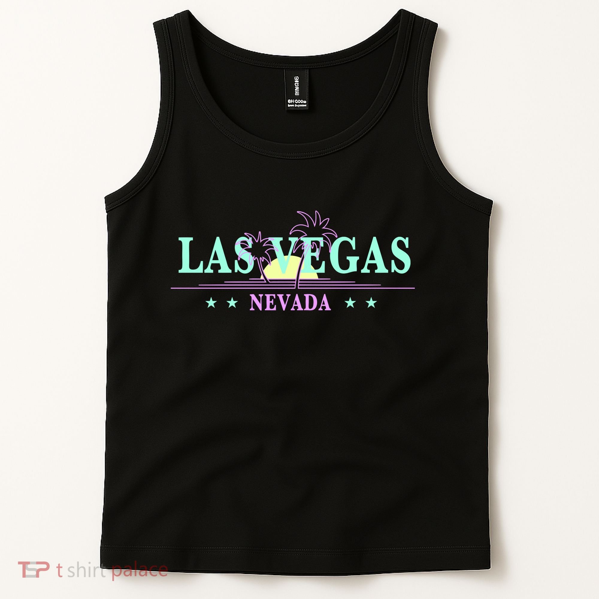Funny Las Vegas Retro Sunset Palm Trees 1 Tank Top