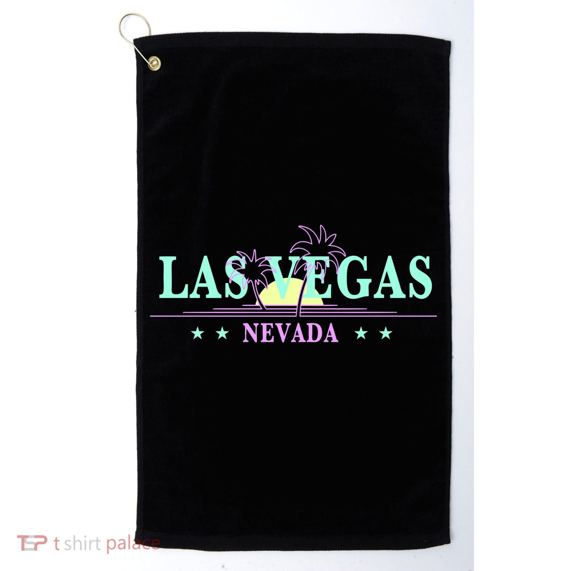 Funny Las Vegas Retro Sunset Palm Trees 1 Golf Towel