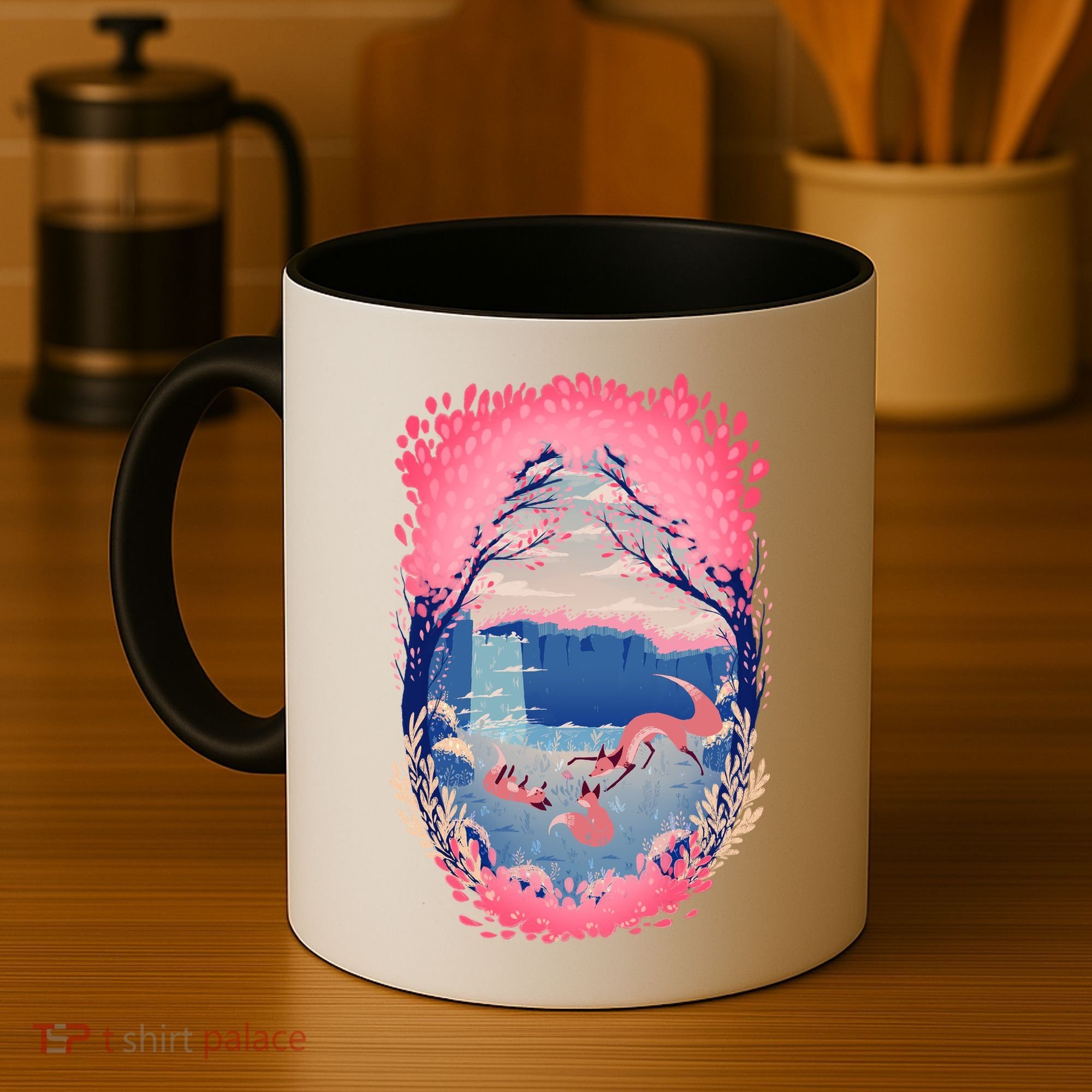 Fox Life View Illustration Coffee Mug