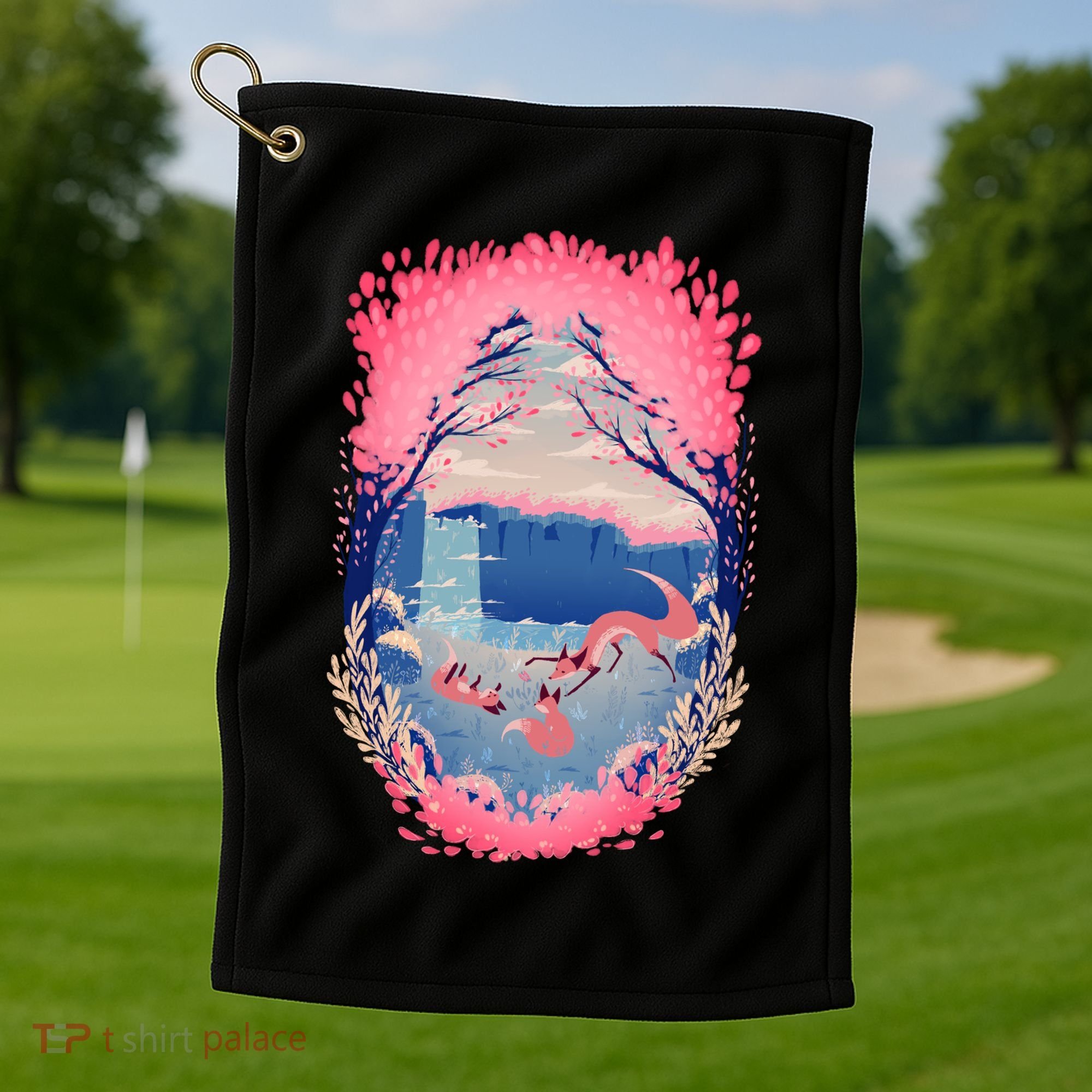 Fox Life View Illustration Golf Towel