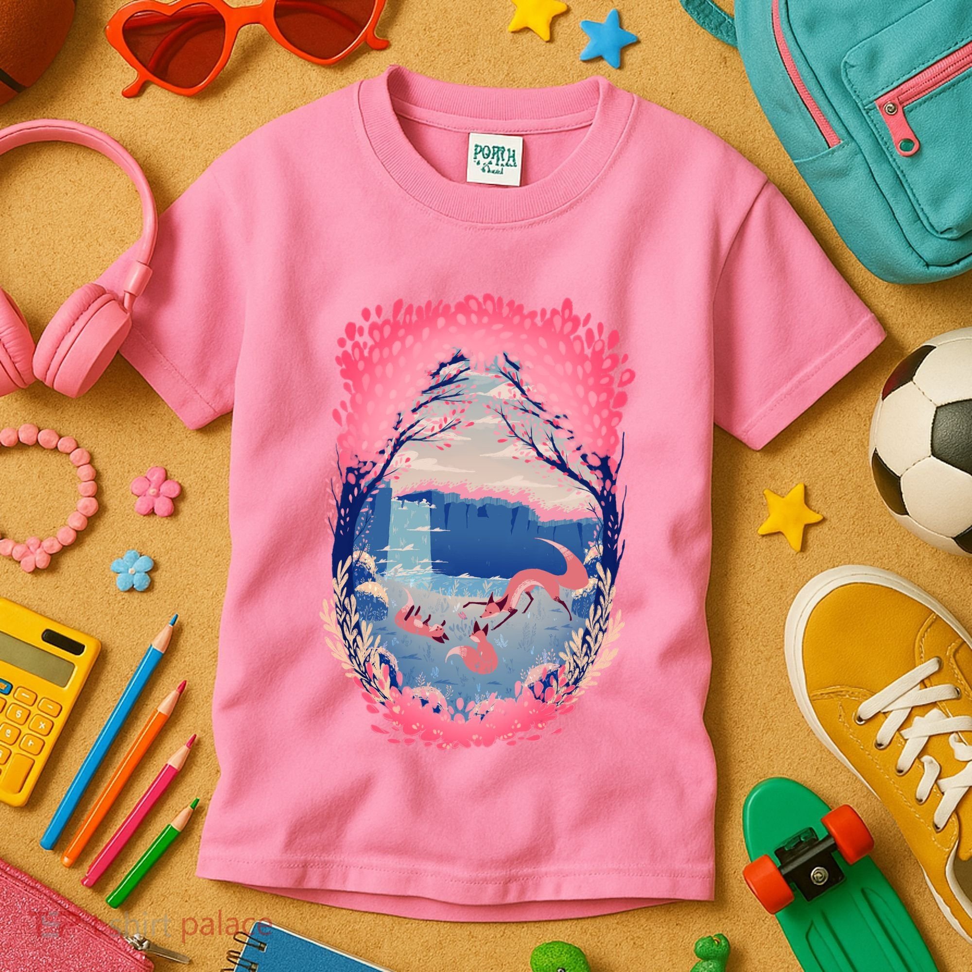 Fox Life View Illustration Kids T-Shirt