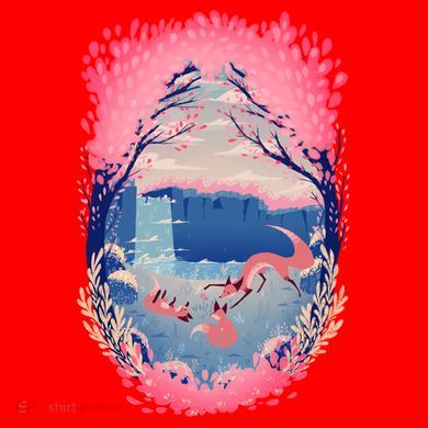 Fox Life View Illustration Santa Hat