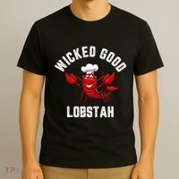 Funny Lobster Wicked Good Lobstah Maine New England T-Shirt thumb 3