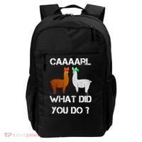 Funny Llama With Hats Gift Lama With Hat Carl What Did You Do Gift Backpack thumb 0