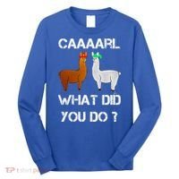 Funny Llama With Hats Gift Lama With Hat Carl What Did You Do Gift Long Sleeve Shirt thumb 0