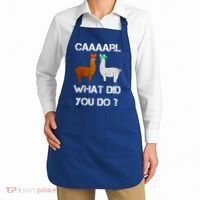 Funny Llama With Hats Gift Lama With Hat Carl What Did You Do Gift Apron thumb 2