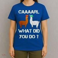 Funny Llama With Hats Gift Lama With Hat Carl What Did You Do Gift T-Shirt thumb 4