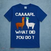 Funny Llama With Hats Gift Lama With Hat Carl What Did You Do Gift T-Shirt thumb 5