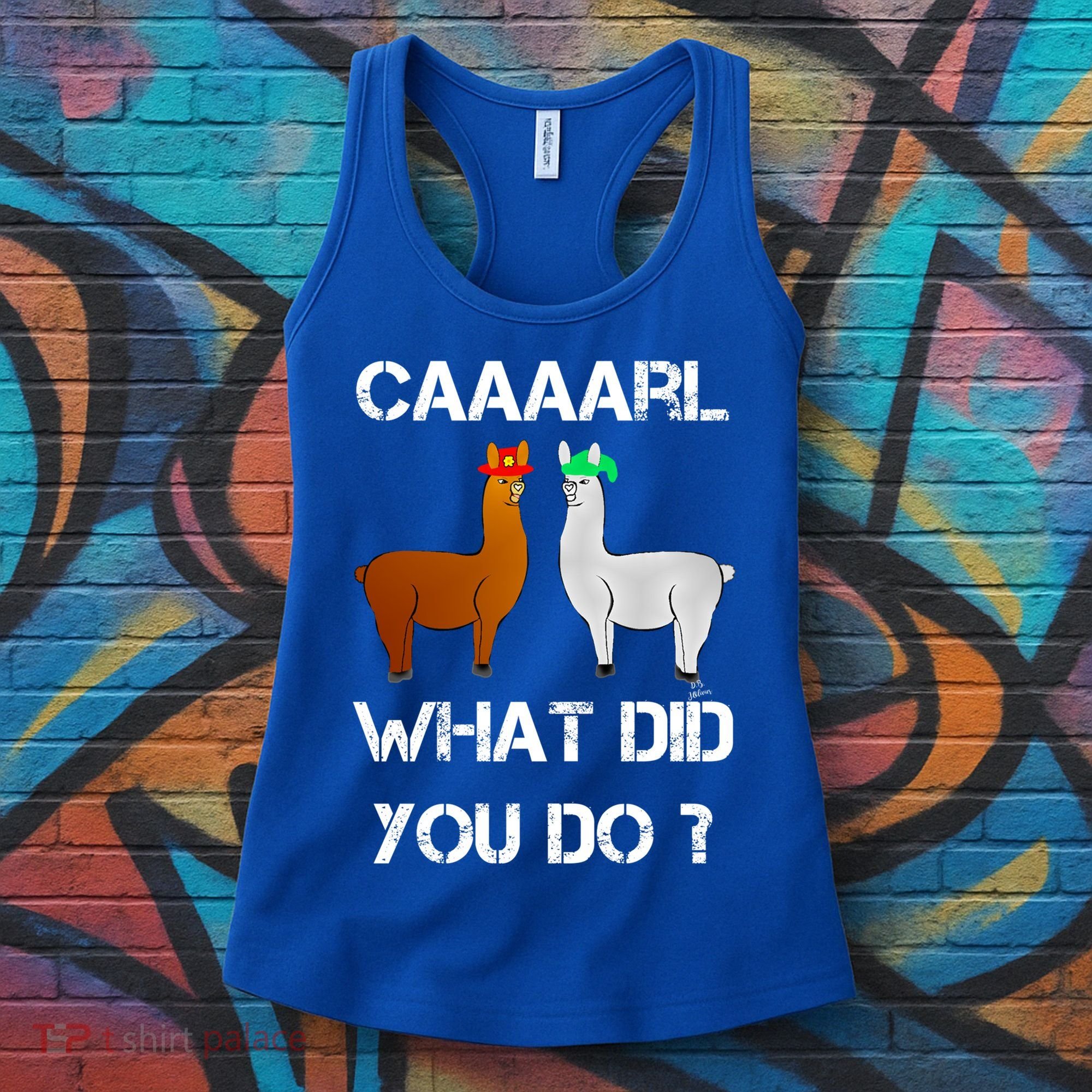 Funny Llama With Hats Gift Lama With Hat Carl What Did You Do Gift Women's Tank Top
