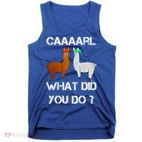 Funny Llama With Hats Gift Lama With Hat Carl What Did You Do Gift Tank Top thumb 0
