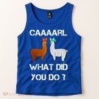 Funny Llama With Hats Gift Lama With Hat Carl What Did You Do Gift Tank Top thumb 2