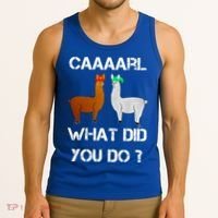 Funny Llama With Hats Gift Lama With Hat Carl What Did You Do Gift Tank Top thumb 3
