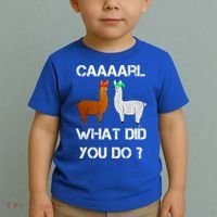 Funny Llama With Hats Gift Lama With Hat Carl What Did You Do Gift Toddler T-Shirt thumb 2