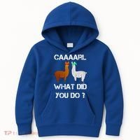 Funny Llama With Hats Gift Lama With Hat Carl What Did You Do Gift Kids Hoodie thumb 0