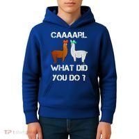 Funny Llama With Hats Gift Lama With Hat Carl What Did You Do Gift Kids Hoodie thumb 4