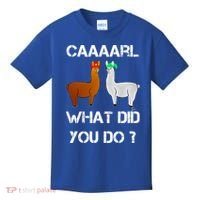 Funny Llama With Hats Gift Lama With Hat Carl What Did You Do Gift Kids T-Shirt thumb 0
