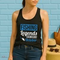 Fishing Legends Were Born In October Birthday Gift Women's Tank Top thumb 2