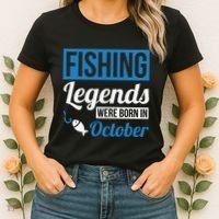 Fishing Legends Were Born In October Birthday Gift Women's T-Shirt thumb 2