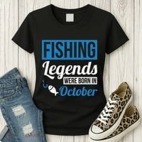 Fishing Legends Were Born In October Birthday Gift Women's T-Shirt thumb 3