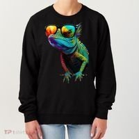 Funny Lizard With Sunglasses For Iguana & Reptiles Lovers Women's Sweatshirt thumb 0