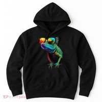 Funny Lizard With Sunglasses For Iguana & Reptiles Lovers Hoodie thumb 0