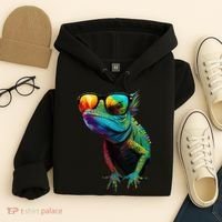 Funny Lizard With Sunglasses For Iguana & Reptiles Lovers Hoodie thumb 4