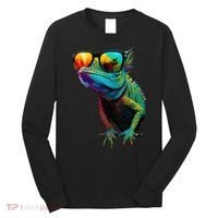 Funny Lizard With Sunglasses For Iguana & Reptiles Lovers Long Sleeve Shirt thumb 0