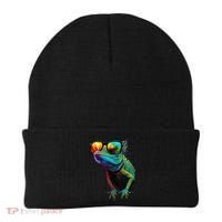 Funny Lizard With Sunglasses For Iguana & Reptiles Lovers Beanie thumb 0