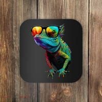 Funny Lizard With Sunglasses For Iguana & Reptiles Lovers Coaster thumb 0