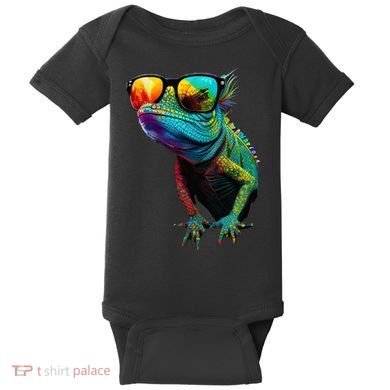 Funny Lizard With Sunglasses For Iguana & Reptiles Lovers Baby Bodysuit